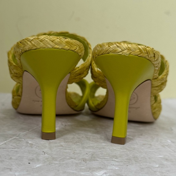 ASH New Raffia Leather Strap Mules Thong Kitten Heel Sandals Square Toe Shoes 38 - Picture 4 of 16